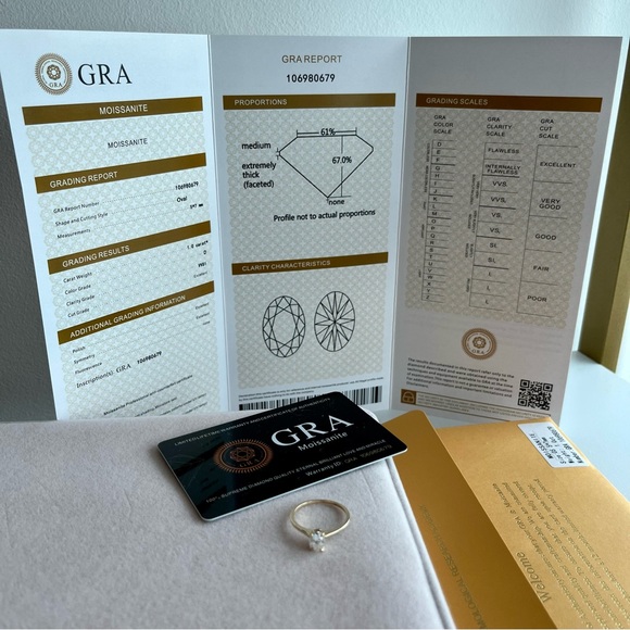 GRA certified 14k Solid gold 1ct D color oval cut Moissanite Solitaire Ring - Picture 9 of 15